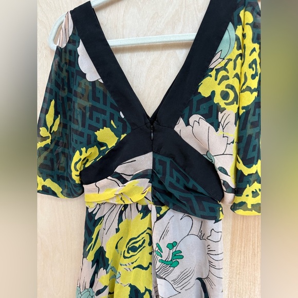 Diane Von Furstenberg Yellow and Black Floral Midi Dress - Picture 12 of 14